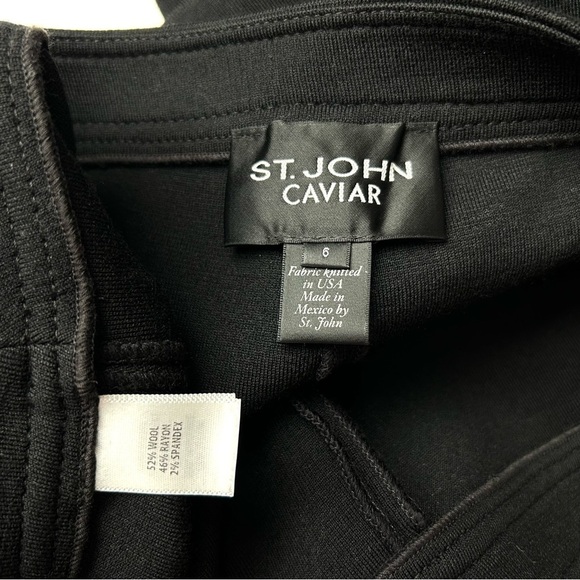 St John Caviar Alexa Milano Knit Ankle Pants Black Vented Ankle Slim Cigarette 6 - Picture 12 of 16